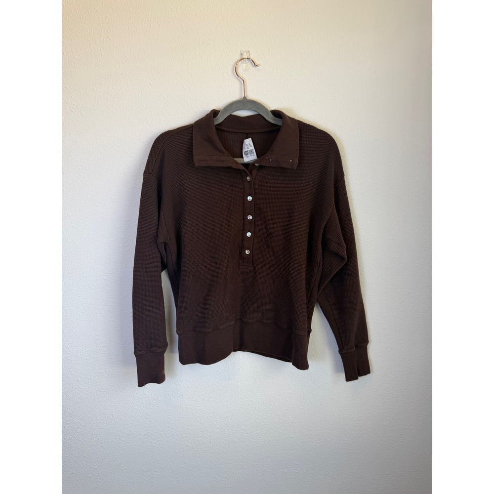 Negative Underwear Waffle Knit Brown Henley Knit Pullover And Jogger Set Sz XS - Picture 2 of 8